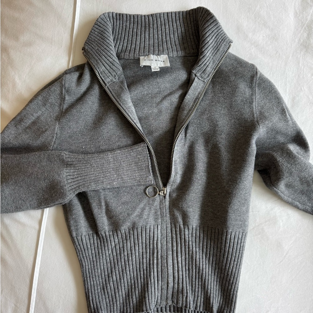 Grey zip-up preppy sweater. Never been worn